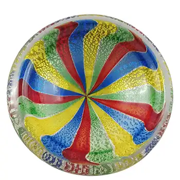 (image for) AVEM Murano Striped Glass Silver Leaf 'Circus Tent' Bowl