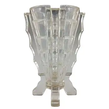(image for) Bagley #3007 Art Deco 4.25" Vintage Clear Glass 'Bamboo' Vase
