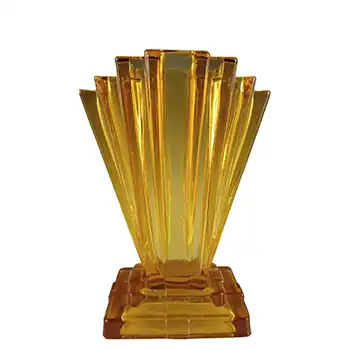(image for) Bagley #334 Art Deco 6" Vintage Amber Glass 'Grantham' Vase