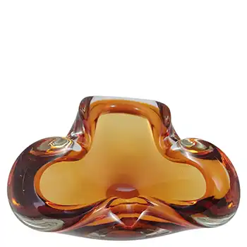 (image for) Barbini Murano Orange & Clear Glass Vintage Biomorphic Bowl