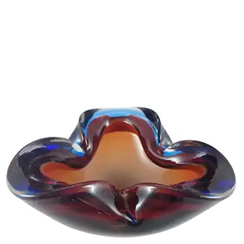 (image for) Barbini Murano Red & Blue Sommerso Glass Biomorphic Bowl