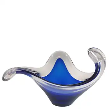 (image for) Bayel Vintage French Blue & Clear Glass Sculpture Bowl