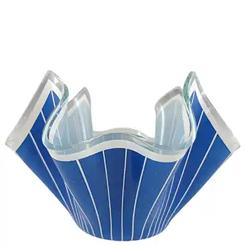 (image for) Chance Brothers Blue Glass 'Cordon' Retro Handkerchief Vase