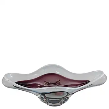 (image for) Chřibská #316 Czech Vintage Purple & White Glass Ashtray Bowl