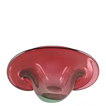 (image for) Murano Venetian Pink & Green Glass Clam Bowl/Vase
