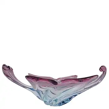 (image for) Murano Large Vintage Pink & Blue Glass Sculpture Bowl