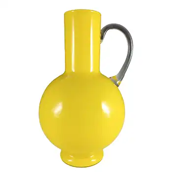 (image for) LARGE Empoli Vintage Retro Yellow Cased Glass Vase / Jug