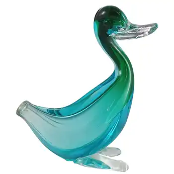 (image for) Ferro & Lazzarini Murano Blue & Green Sommerso Glass Duck Bottle