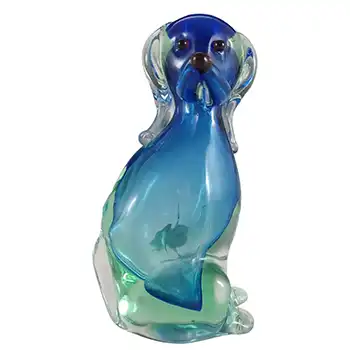 (image for) Ferro & Lazzarini Murano Blue & Green Sommerso Glass Dog Bottle
