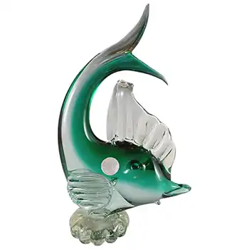 (image for) Murano / Venetian Green & Clear Glass Fish Sculpture