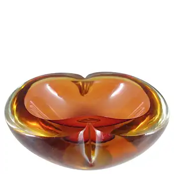 (image for) Murano Brown & Amber Sommerso Glass Mid Century Geode Bowl