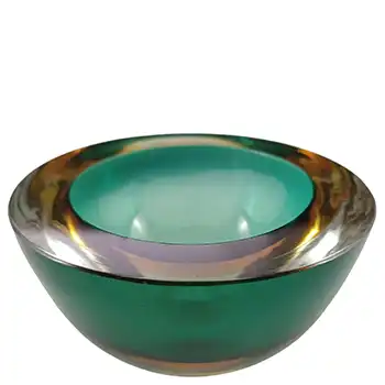 (image for) Murano Green & Amber Sommerso Glass Retro Geode Bowl