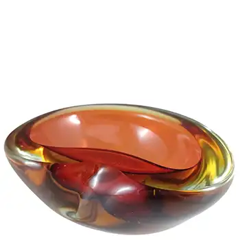 (image for) Murano Brown & Amber Sommerso Glass Retro Geode Bowl