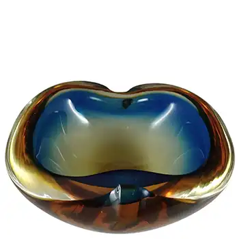 (image for) Murano Blue & Amber Sommerso Glass Retro Geode Bowl