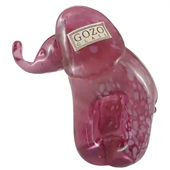 (image for) SIGNED & LABELLED Gozo Maltese Pink Glass Elephant