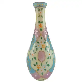 (image for) Harrach Victorian Hand Painted/Enamelled 'Moroccan Ware' Glass Vase
