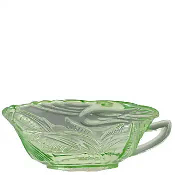 (image for) Art Deco 1930's Uranium Green Glass Heron Bird Bowl