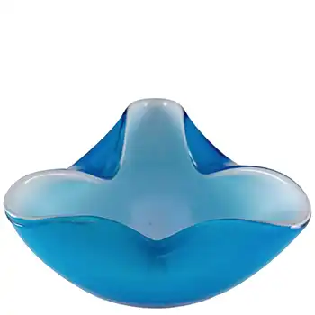 (image for) Japanese "Wales" Blue & White Cased Glass Biomorphic Bowl