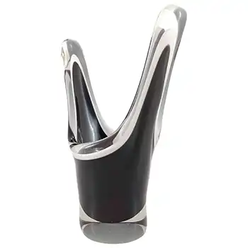 (image for) SIGNED Kumela Finnish Black Glass Vase by Sulo Grönberg