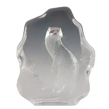 (image for) Mats Jonasson #3287 Glass Otter Paperweight - Signed