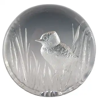 (image for) SIGNED Mats Jonasson #9366 Glass Paperweight Chick Sculpture