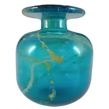 (image for) Mdina 'Blue Summer' Maltese Blue & Yellow Glass Vase - Signed