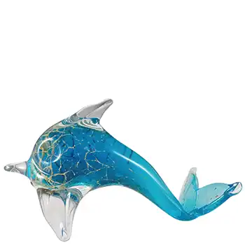 (image for) Mdina 'Blue Crizzle' Maltese Blue & Yellow Glass Fish - Signed