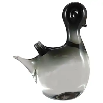 (image for) Murano Smoky Black & Clear Glass Bird Sculpture - Labelled
