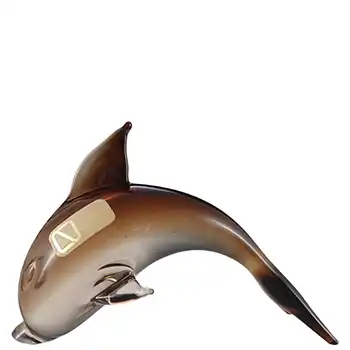 (image for) LABELLED V. Nason & Co Murano Amber Glass Dolphin Sculpture