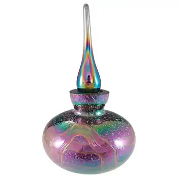 (image for) Okra? Black & Purple Iridescent Glass Vintage English Perfume Bottle