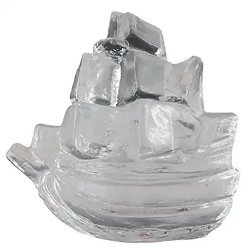 (image for) Swedish Pukeberg Glass Ship Paperweight by Uno Westerberg