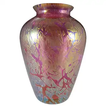 (image for) MARKED Royal Brierley Iridescent Pink Glass 'Studio' Vase