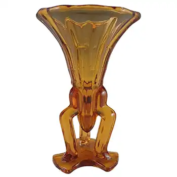 (image for) Art Deco Czech 1930's Vintage Amber Glass Rocket Vase