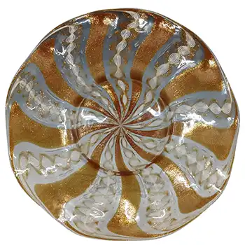 (image for) Salviati Murano Zanfirico & Copper Aventurine Glass Plate
