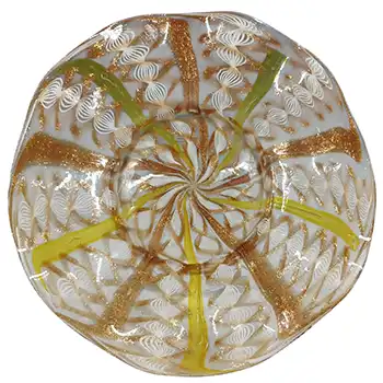 (image for) Salviati Murano Zanfirico & Copper Aventurine Yellow Glass Plate
