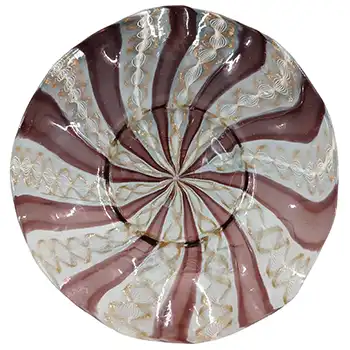 (image for) Salviati Murano Zanfirico & Aventurine Purple Glass Plate