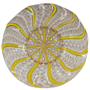 (image for) Salviati Murano Zanfirico & Aventurine Yellow Glass Plate