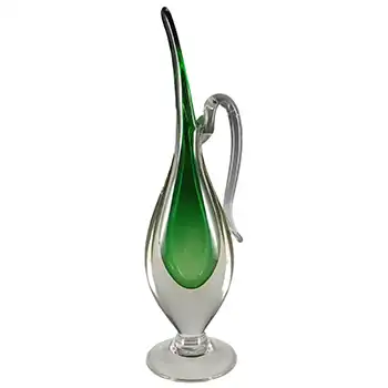 (image for) Murano Green & Uranium Yellow Sommerso Glass Vase/Jug