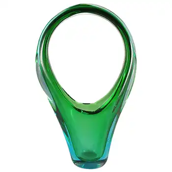 (image for) Murano Green & Blue Sommerso Glass Vintage Basket Vase