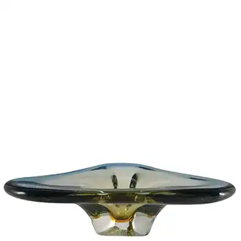 (image for) Murano Blue & Amber Sommerso Glass Vintage Triangular Bowl