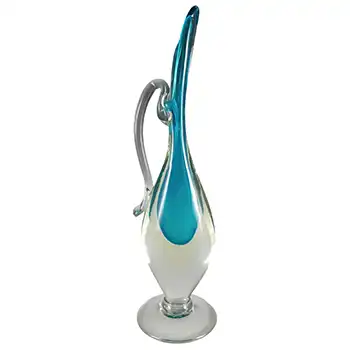 (image for) Murano Venetian Blue & Uranium Sommerso Glass Vase / Jug