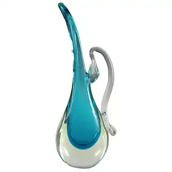 (image for) Murano Vintage Blue & Uranium Sommerso Glass Vase / Jug