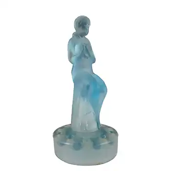 (image for) Sowerby Art Deco Blue Glass Seated Nude Lady Figurine