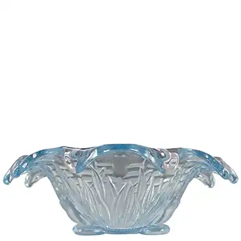 (image for) Sowerby Art Deco 1930s Blue Glass Frog & Bullrush Bowl