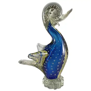 (image for) Murano Blue & Amber Sommerso Glass Bubble Duck