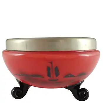 (image for) Czech / Bohemian Red & Black Tango Glass & Silver Plated Bowl