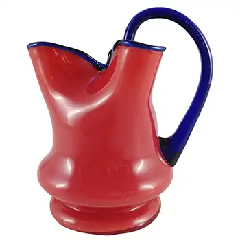 (image for) Czech / Bohemian 1930's Red & Blue Tango Glass Vase / Jug