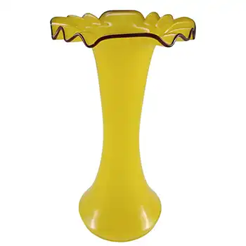 (image for) Czech / Bohemian Vintage Yellow & Black Tango Glass Vase