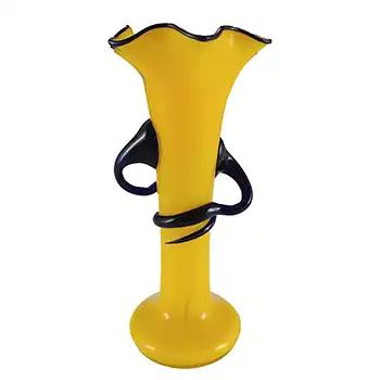(image for) Czech / Bohemian Retro Yellow & Black Tango Glass Vase