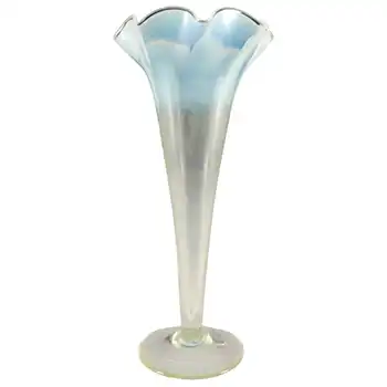 (image for) Victorian 1890's Vaseline Uranium Opalescent Glass Vase